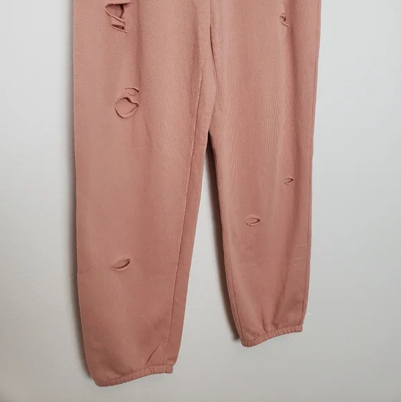 Aerie Distressed City Jogger Sweatpants Blush Pink Womens Large - Picture 4 of 7